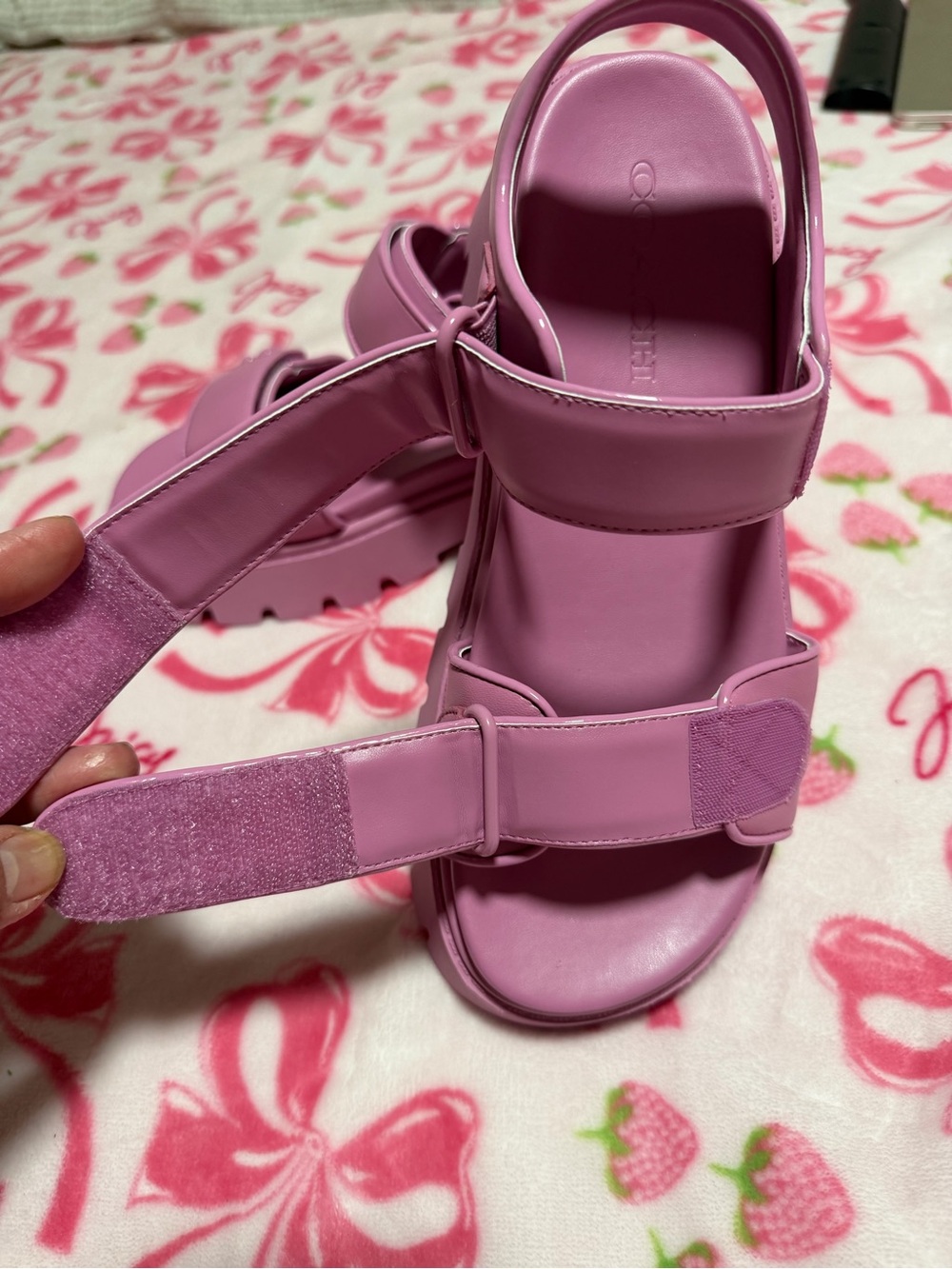 Coach Chunky Pink Platform Strap Sandals - Picture 6 of 7